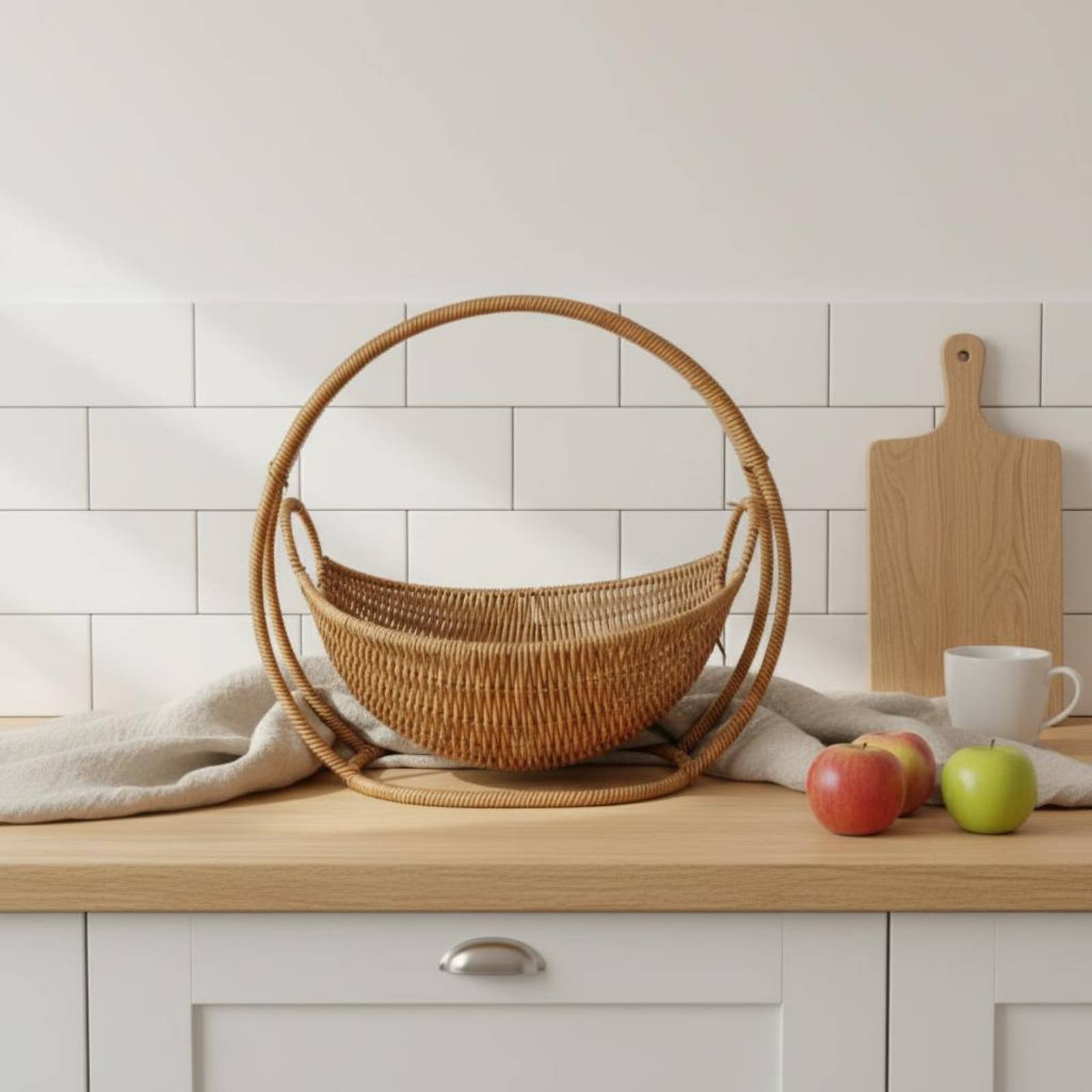 Kitchen Tools In Baking - Cradle Design Bread Basket Handwoven Wicker