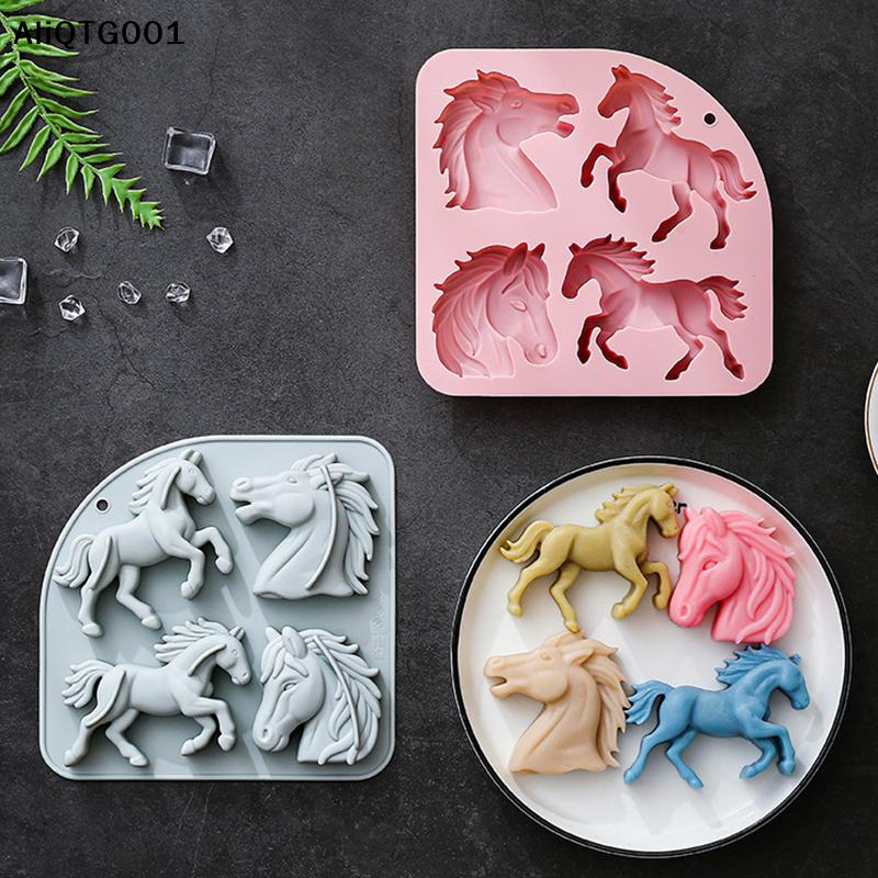 Kitchen Tools In Baking - 4-Cavity 3D Horse Silicone Mold for