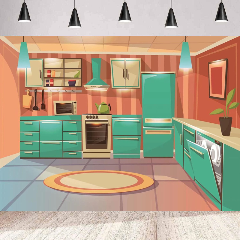 Photography Backdrop Cartoon K - Kitchen Baking Cupboard recensie en prijs