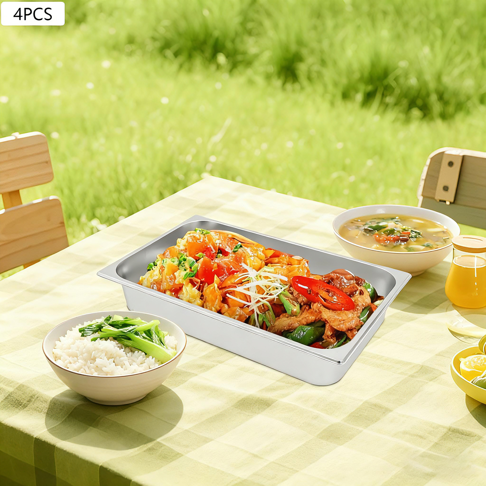 4Pcs Stainless Steel Steam Tab - Kitchen Baking Pan Storage recensie en prijs