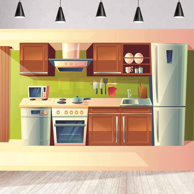 Photography Backdrop Cartoon K - Kitchen Baking Cupboard recensie en prijs