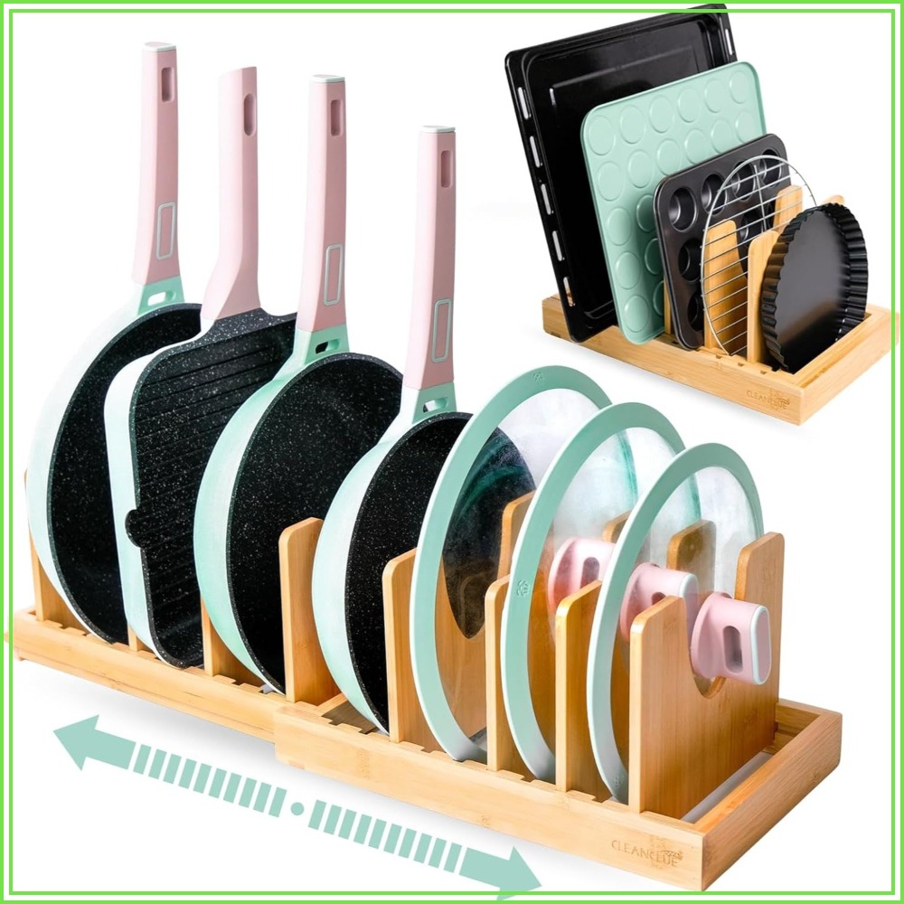 Expandable Bamboo Pots and Pan - Kitchen Baking Pan Storage recensie en prijs