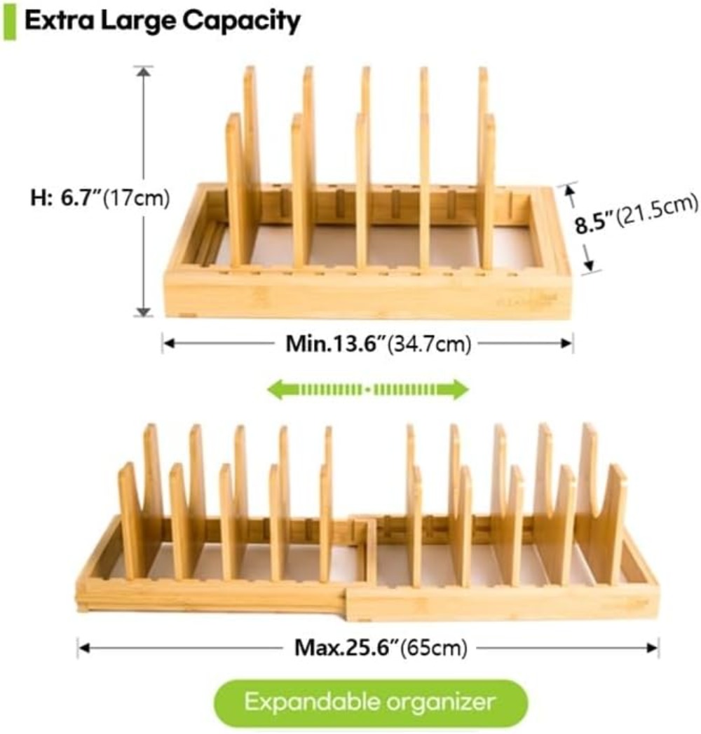 Expandable Bamboo Pots and Pan - Kitchen Baking Pan Storage recensie en prijs