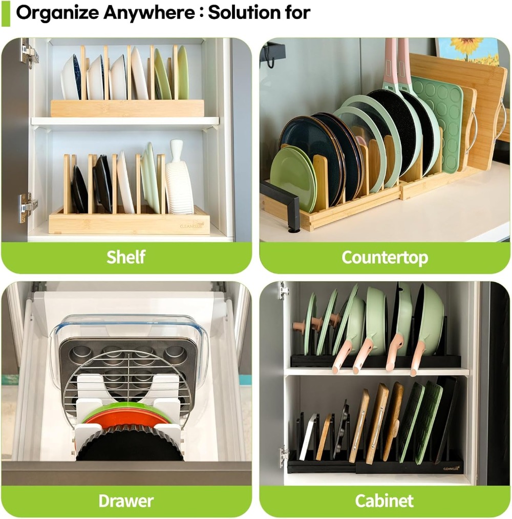 Expandable Bamboo Pots and Pan - Kitchen Baking Pan Storage recensie en prijs
