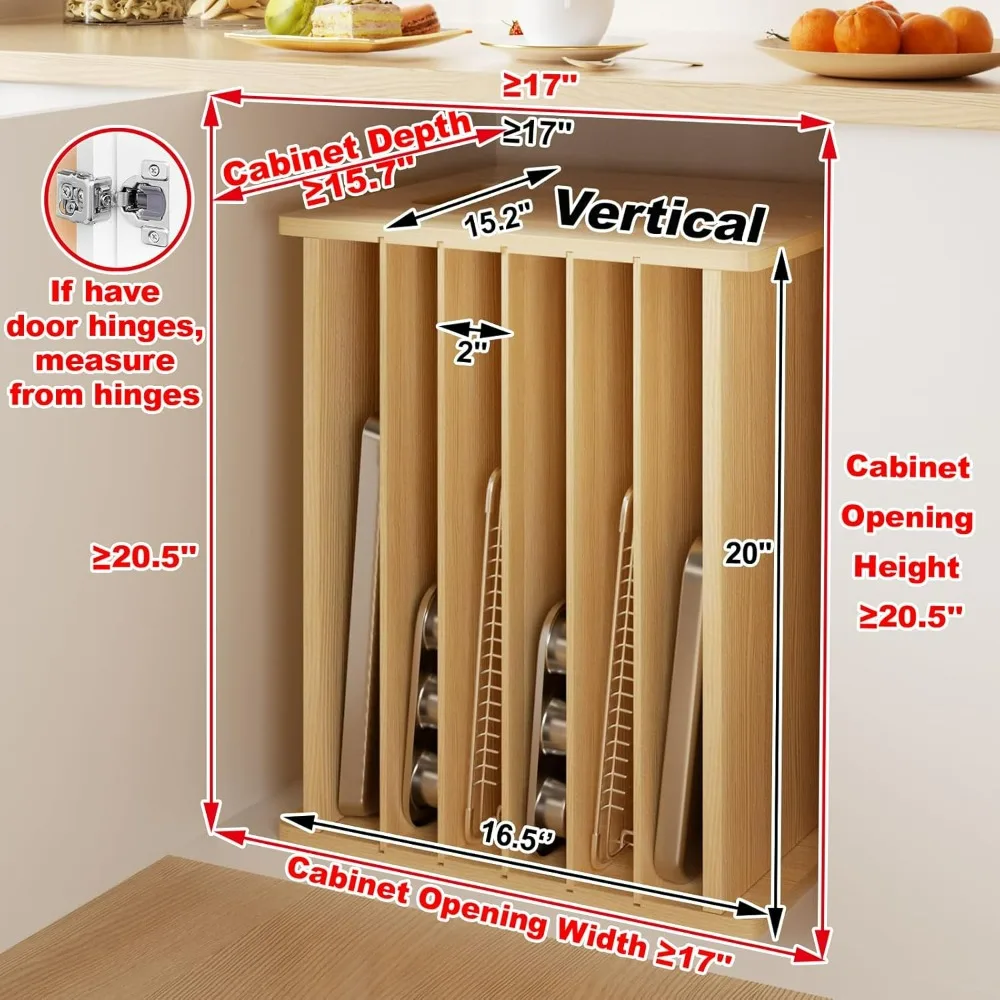 Wooden 7-Tier Cabinet Dividers - Kitchen Baking Pan Storage recensie en prijs