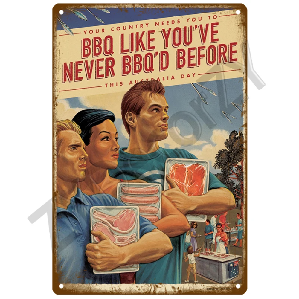 Retro BBQ Sign - Vintage Wall  - Kitchen Up recensie en prijs