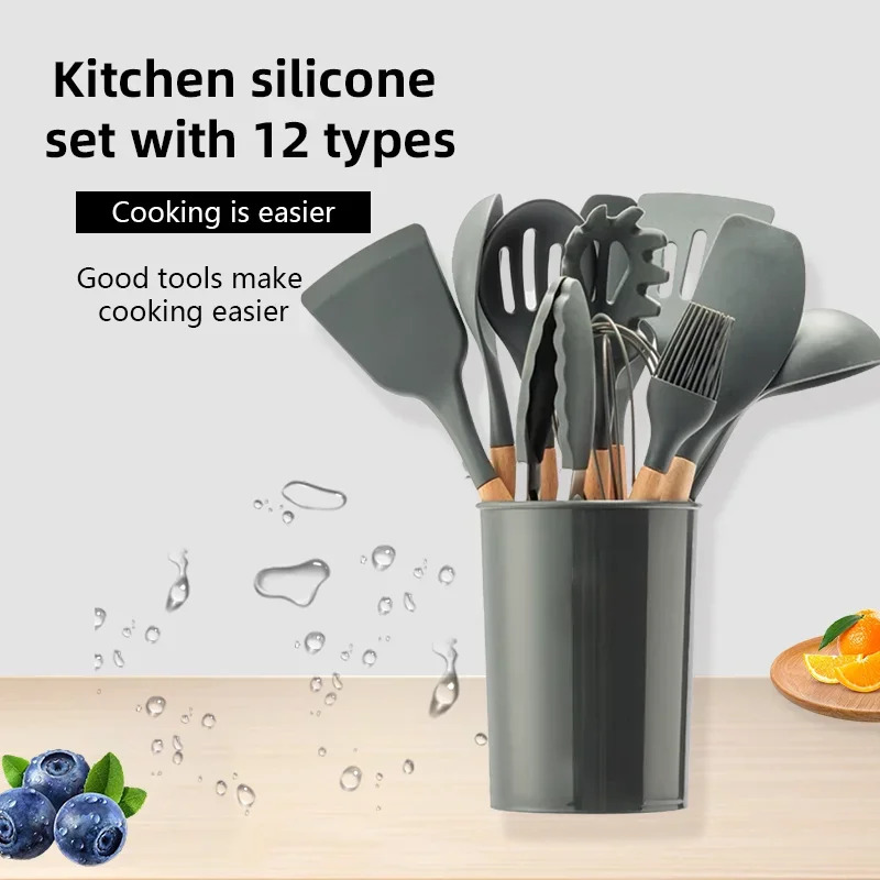 12-piece Set Wooden Handle Sil - Kitchen Baking Pan Storage recensie en prijs