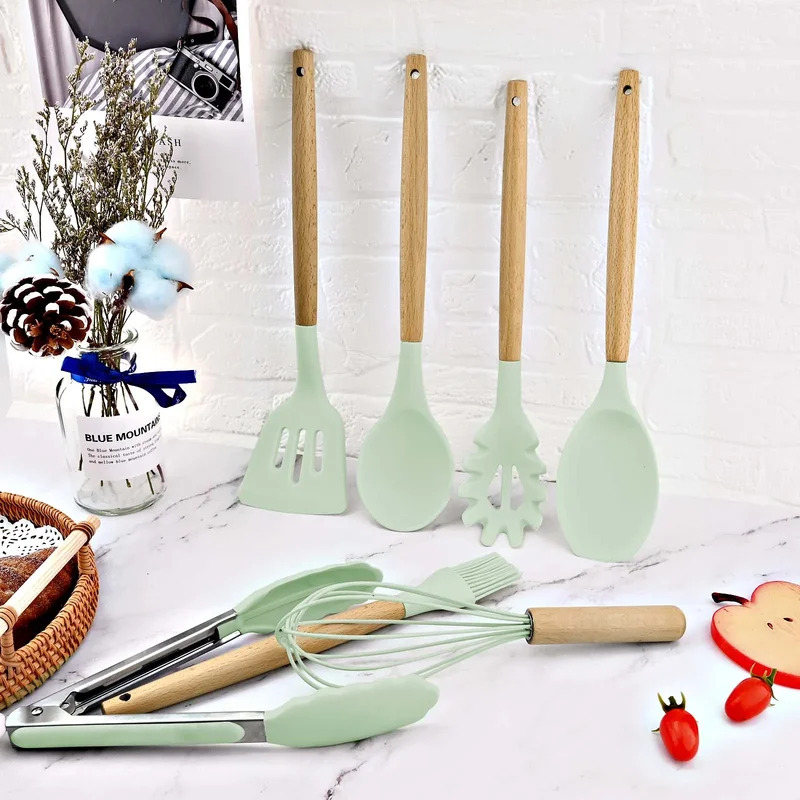 12-piece Set Wooden Handle Sil - Kitchen Baking Pan Storage recensie en prijs